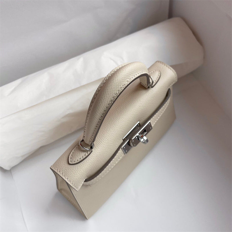 Side view of sophisticated structured handbag