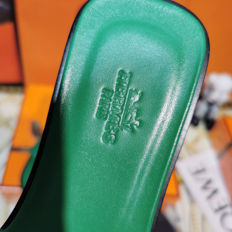 Hermès Black Block Heel Sandals - Back View