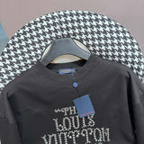 Close-up detail shot of Louis Vuitton cotton t-shirt with monogram-inspired silhouette