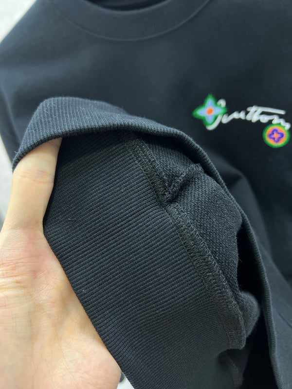 Back view of Louis Vuitton luxury clothing with logo-detail design