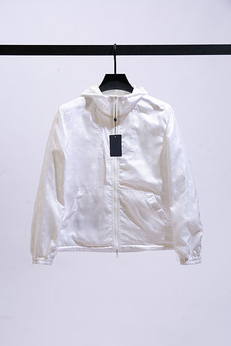 Front view of Louis Vuitton luxury clothing with label-forward styling