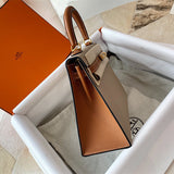Side view of effortless structured handbag