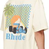 Back view of Rhude luxury clothing with runway-inspired design