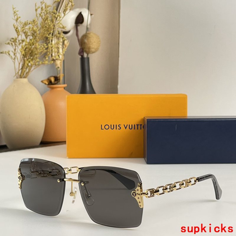 Close-up detail view of Louis Vuitton unisex sunglasses