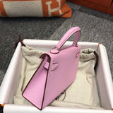 Side view of understated structured handbag