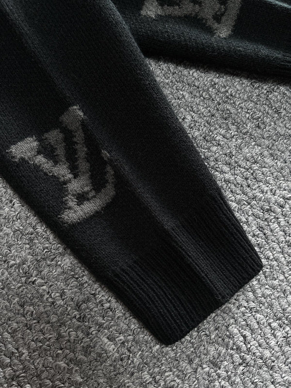 Back view of Louis Vuitton luxury clothing with signature branding