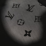 Close-up detail shot of Louis Vuitton luxury clothing with monogram-inspired silhouette