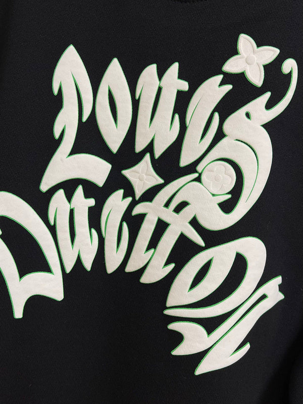 Side profile of Louis Vuitton luxury clothing with logo-detail design