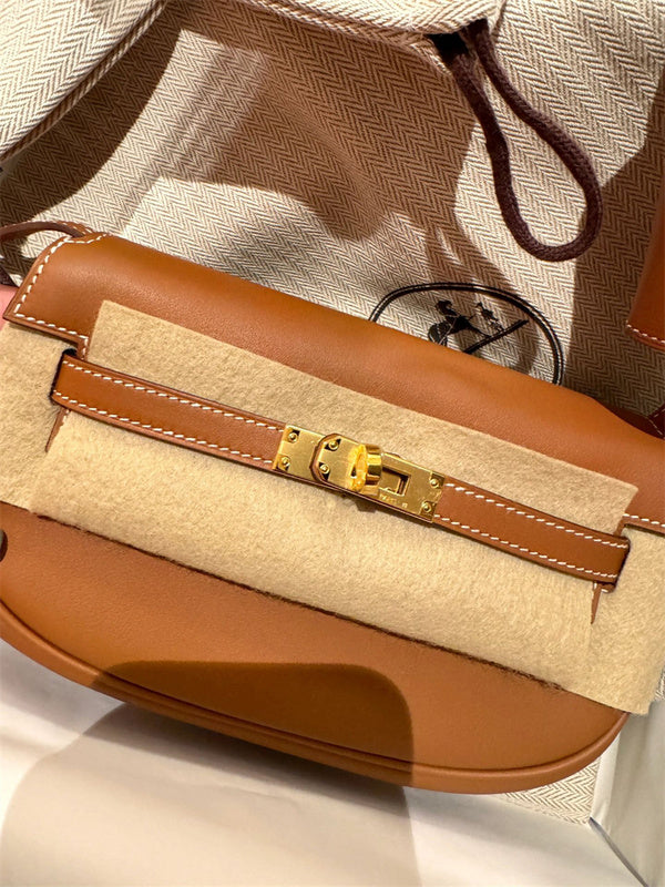 Side view of structured structured handbag