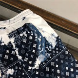 Close-up detail shot of Louis Vuitton cotton t-shirt with runway-inspired design