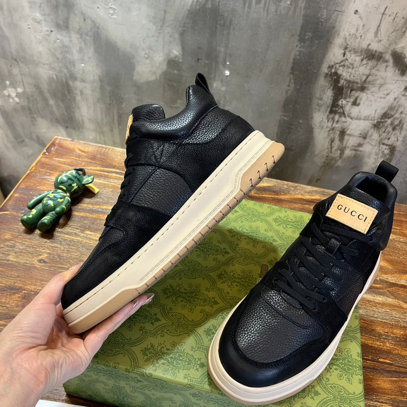 Gucci tonal black luxury sneakers view 6 padded collar comfort