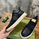 Gucci tonal black luxury sneakers view 6 padded collar comfort