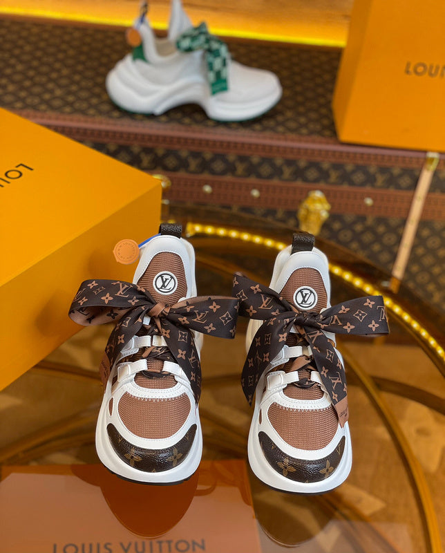 Louis Vuitton Chocolate Brown Chunky Platform Sneakers - Side Profile View