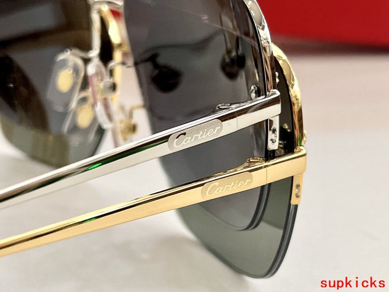 Close-up detail view of Cartier unisex sunglasses