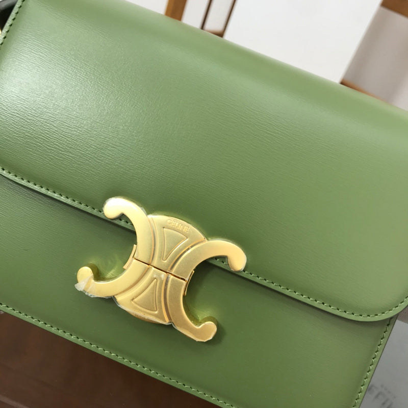 Front view of modern structured women's handbag – women's designer-style accessory