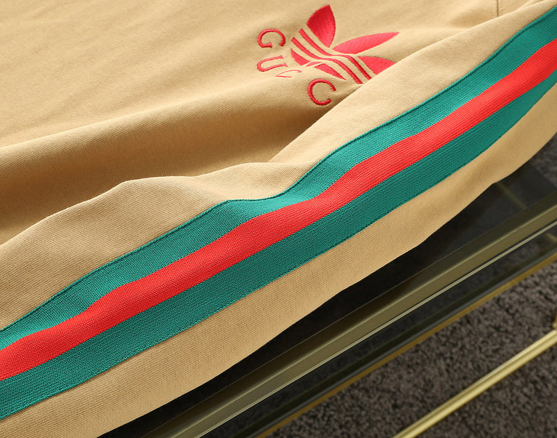 Back view of Gucci luxury clothing with signature branding