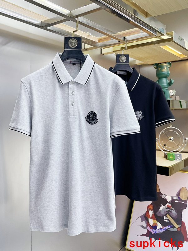 Front view of Moncler luxury clothing with logo-detail design