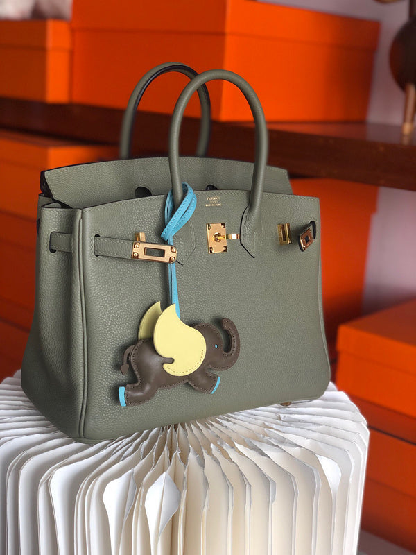 Side view of considered structured handbag
