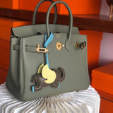 Side view of considered structured handbag