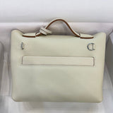 Side view of clean-lined structured handbag