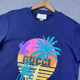 Back view of Gucci luxury clothing with signature branding