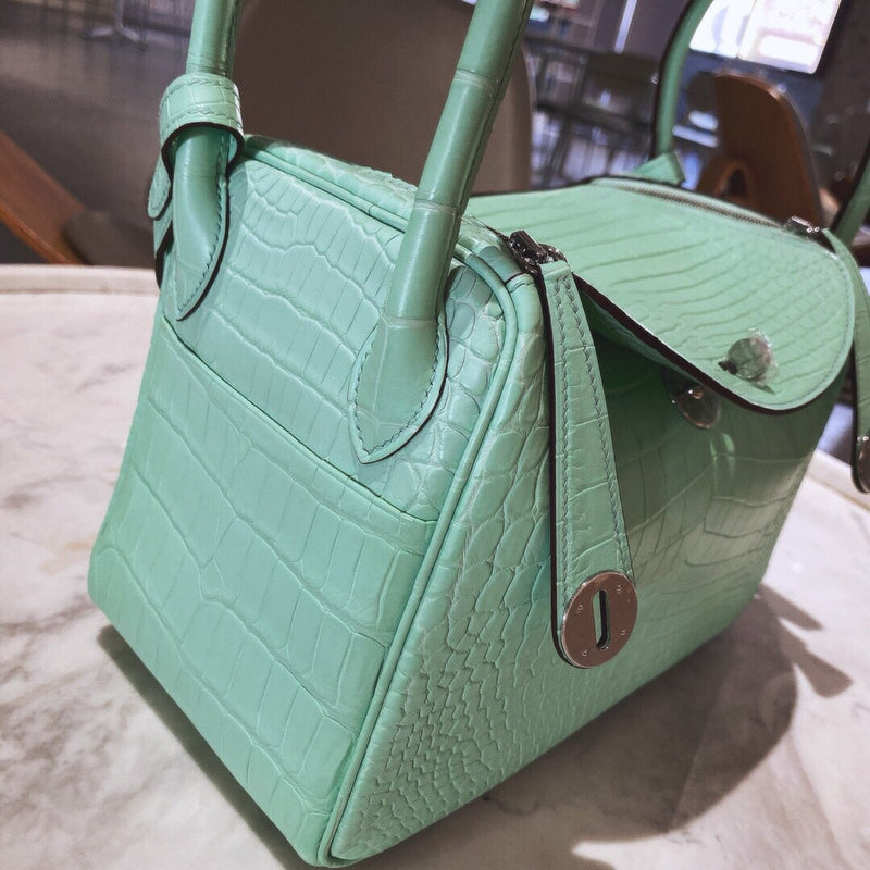 Side view of modern structured handbag