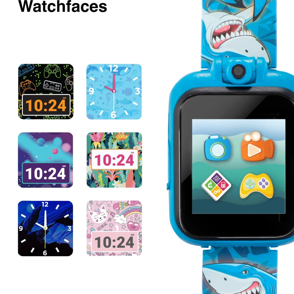 Angled view of Playzoom Kids Smartwatch unisex blue watch