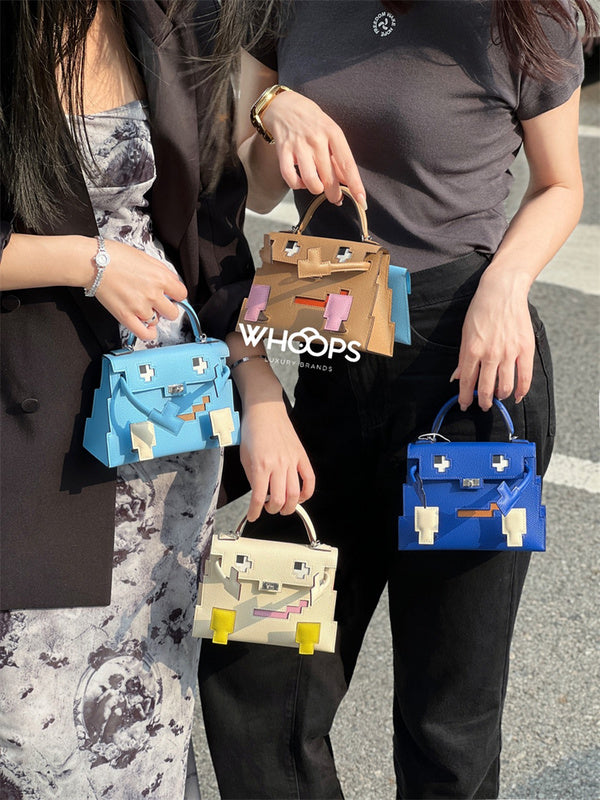 Side view of modernist structured handbag