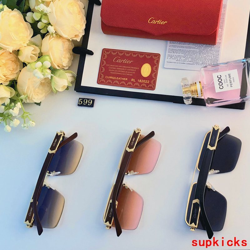 Close-up detail view of Cartier unisex sunglasses