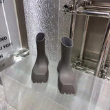 Balenciaga Burgundy Knee-High Boots - Heel Detail View