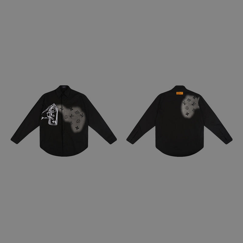 Full styled look of Louis Vuitton luxury clothing with monogram-inspired silhouette