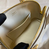Side view of minimalist structured handbag
