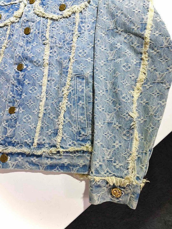 Full styled look of Louis Vuitton luxury clothing with signature branding