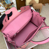 Side view of refined structured handbag