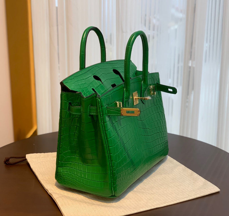 Side view of balanced structured handbag