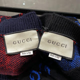 Flat lay presentation of Gucci luxury clothing with label-forward styling