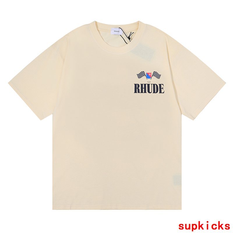 Full styled look of Rhude luxury clothing with everyday silhouette