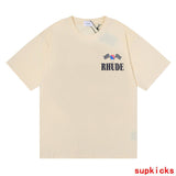 Full styled look of Rhude luxury clothing with everyday silhouette