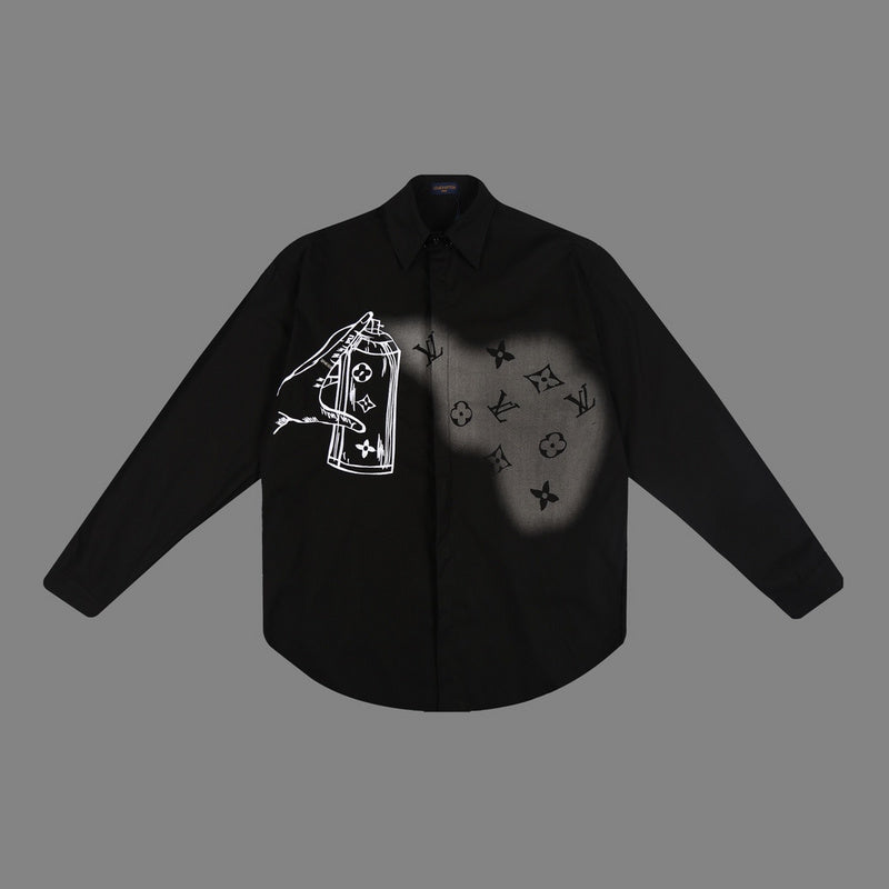 Side profile of Louis Vuitton luxury clothing with monogram-inspired silhouette