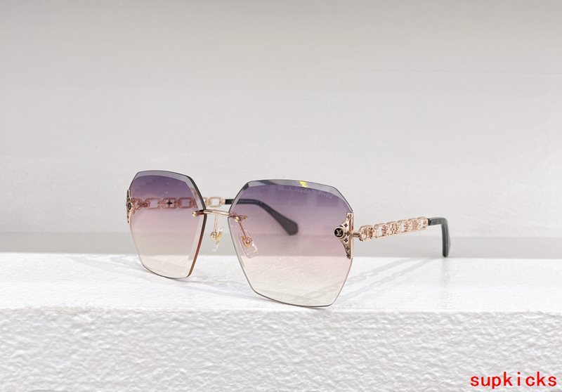 Close-up detail view of Louis Vuitton unisex sunglasses