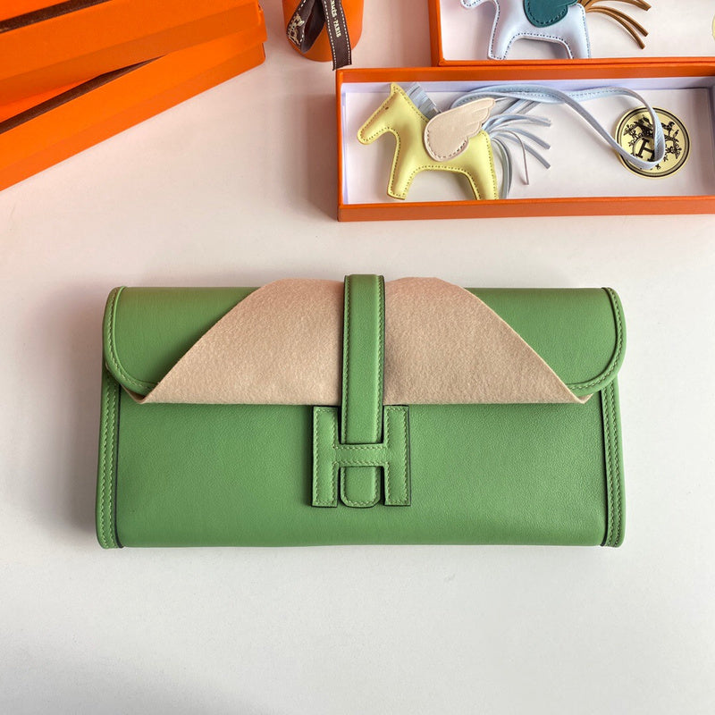 Side view of classic structured handbag