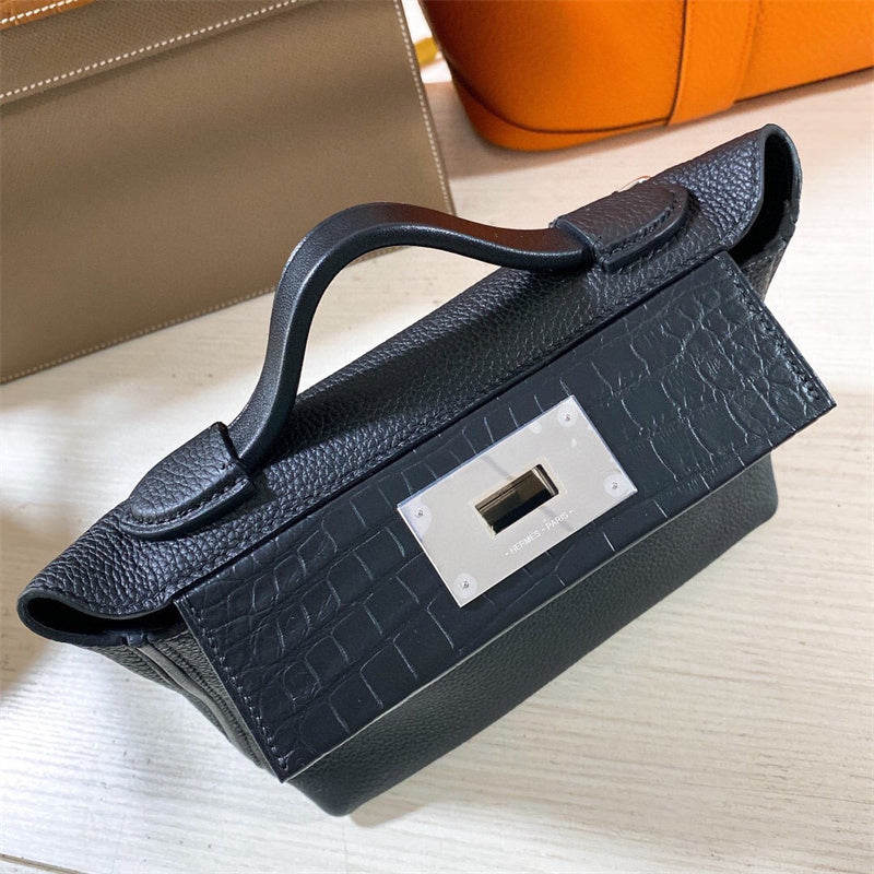  sleek top-handle bag detail view showing craftsmanship