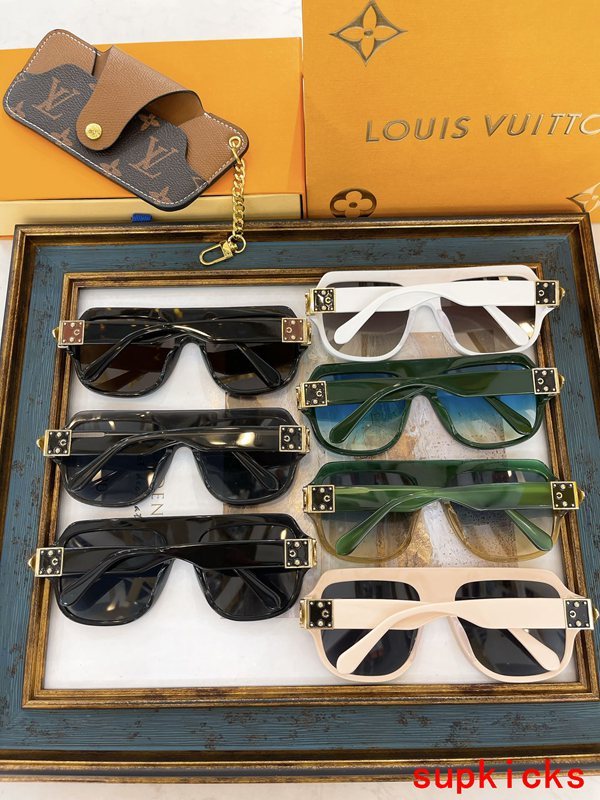 Close-up detail view of Louis Vuitton unisex sunglasses
