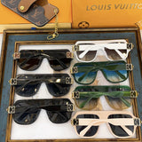 Close-up detail view of Louis Vuitton unisex sunglasses