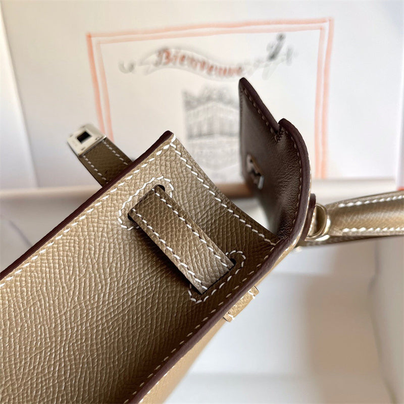 Side view of elegant structured handbag