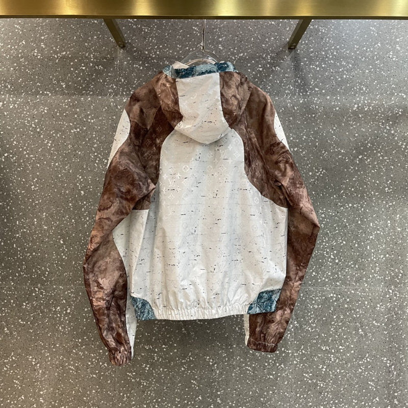 Side profile of Louis Vuitton luxury clothing with monogram-inspired silhouette
