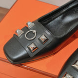 Hermès Chocolate Brown Ankle Strap Heels - Toe Detail View
