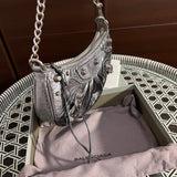 Back view of refined sleek women's handbag – women's statement bag
