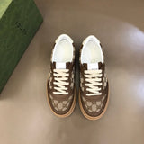 Side profile of Gucci clean off-white sneakers chunky sole construction