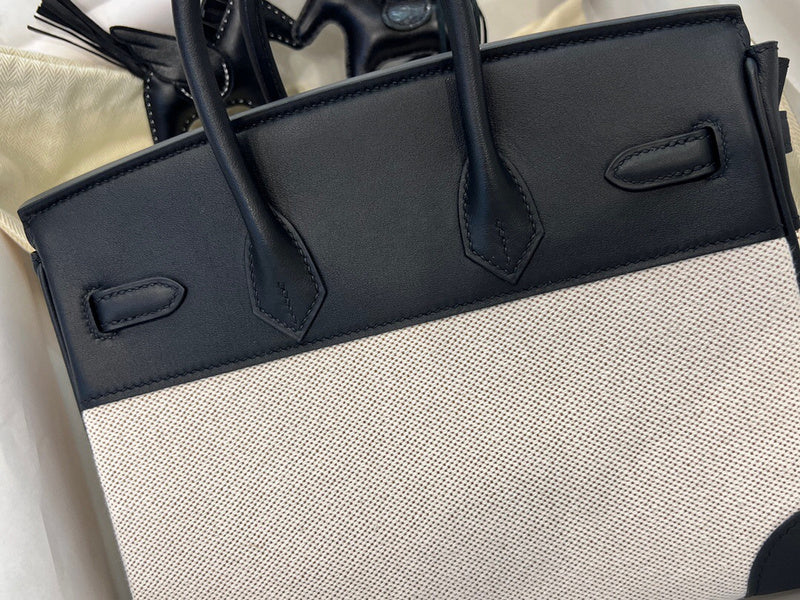 Side view of considered structured handbag